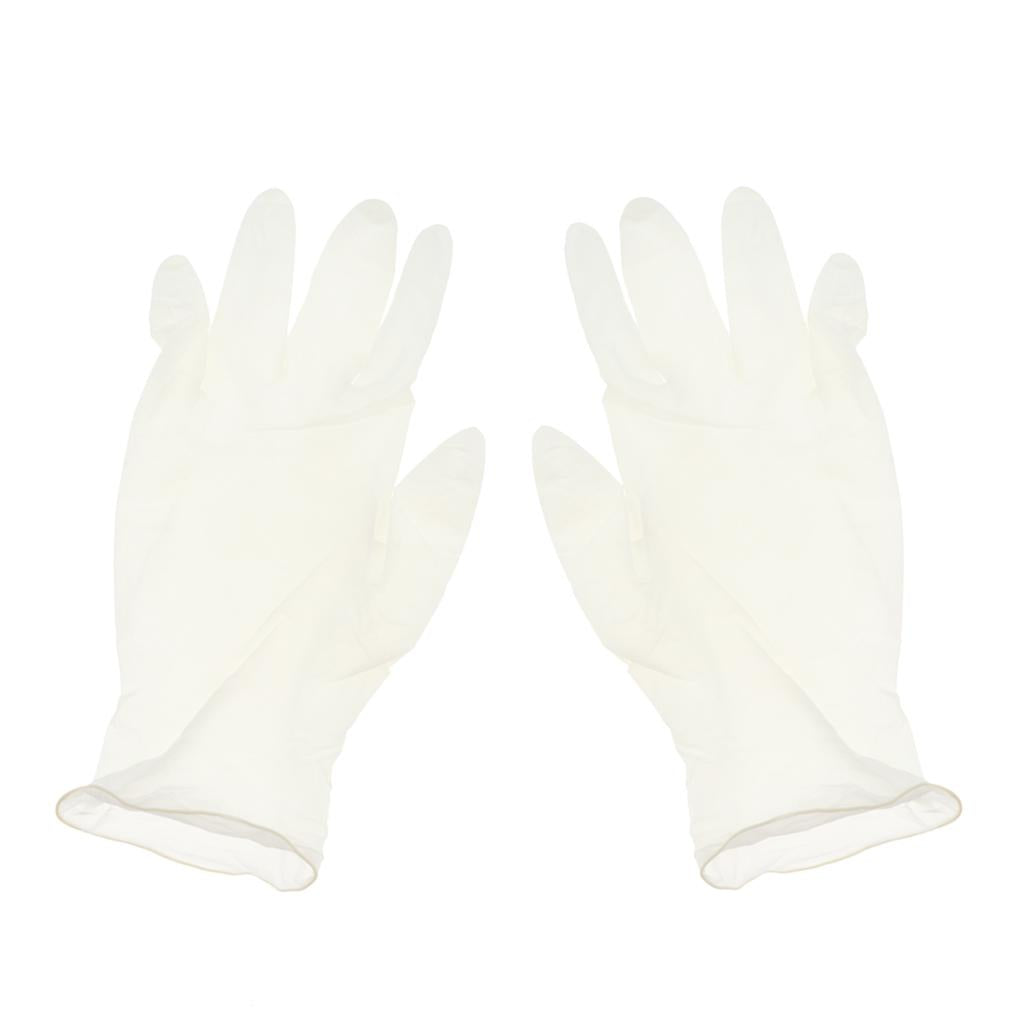 100 x Disposable Solvent Oil Resistant Gloves White Rubber Work Gloves S