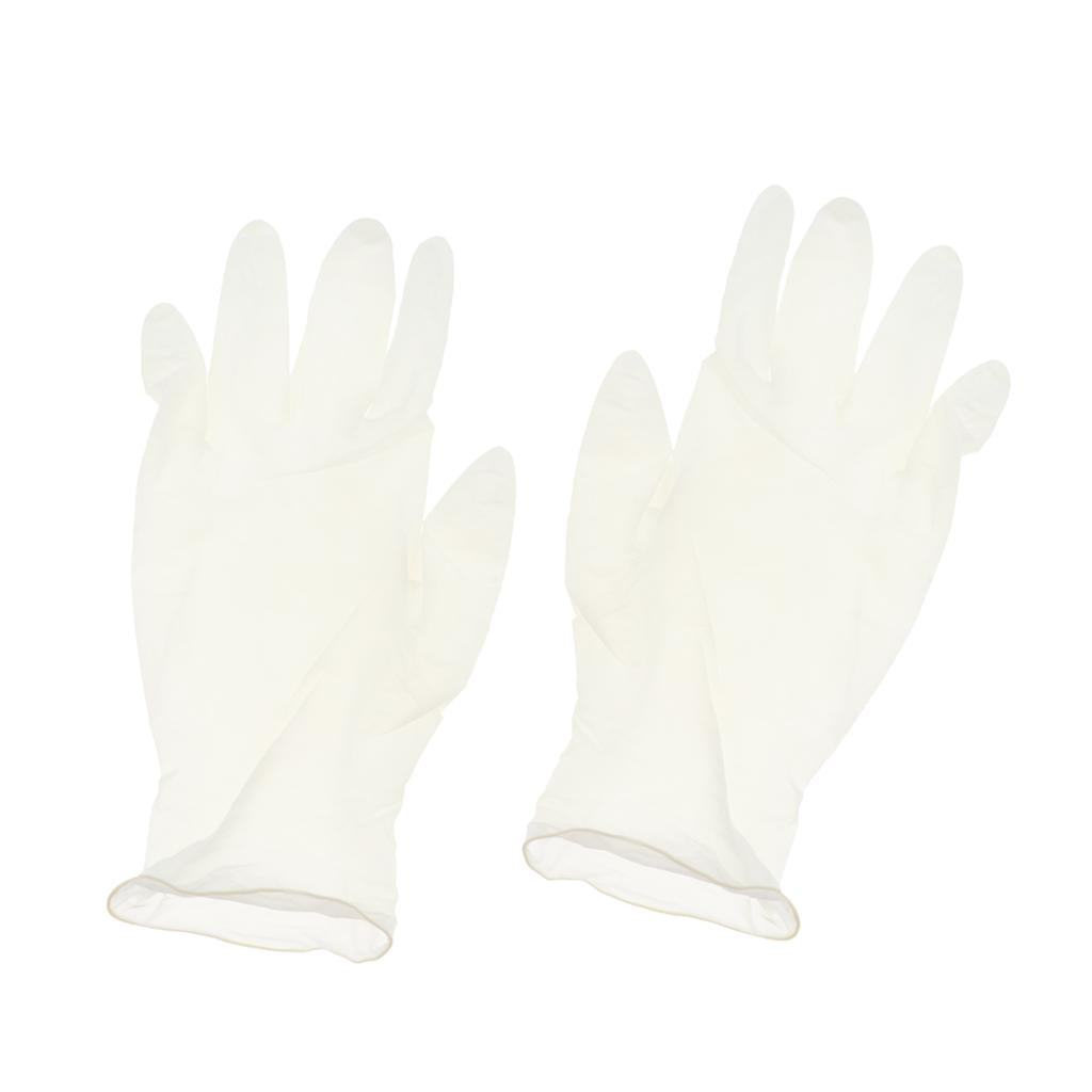 100 x Disposable Solvent Oil Resistant Gloves White Rubber Work Gloves S