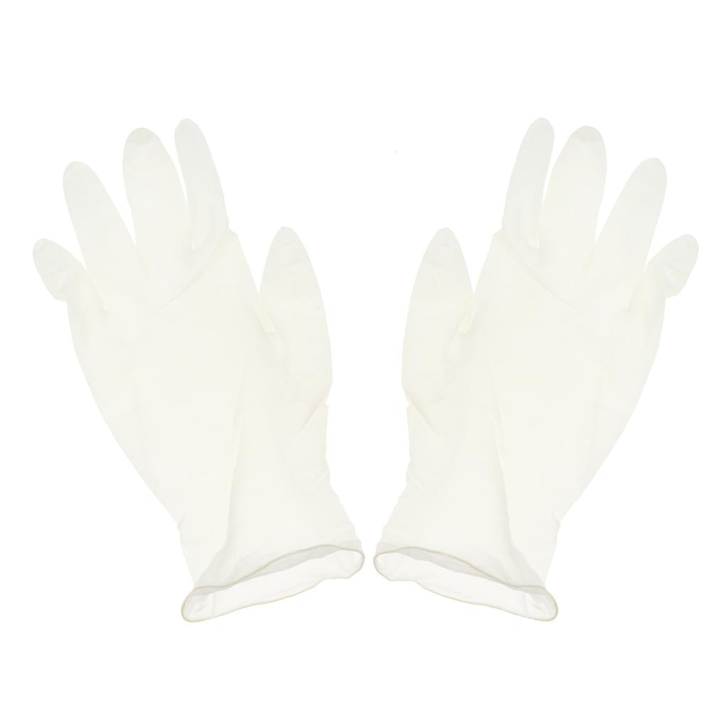 100 x Disposable Solvent Oil Resistant Gloves White Rubber Work Gloves S