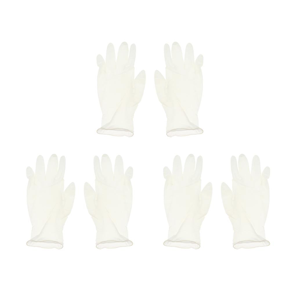 100 x Disposable Solvent Oil Resistant Gloves White Rubber Work Gloves S