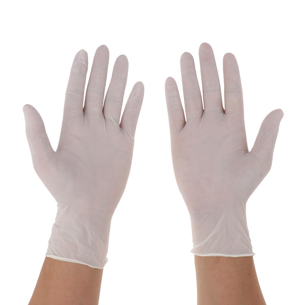 100 x Disposable Solvent Oil Resistant Gloves White Rubber Work Gloves S