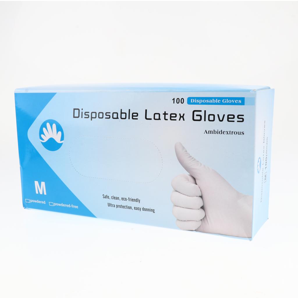 100 x Disposable Solvent Oil Resistant Gloves White Rubber Work Gloves M