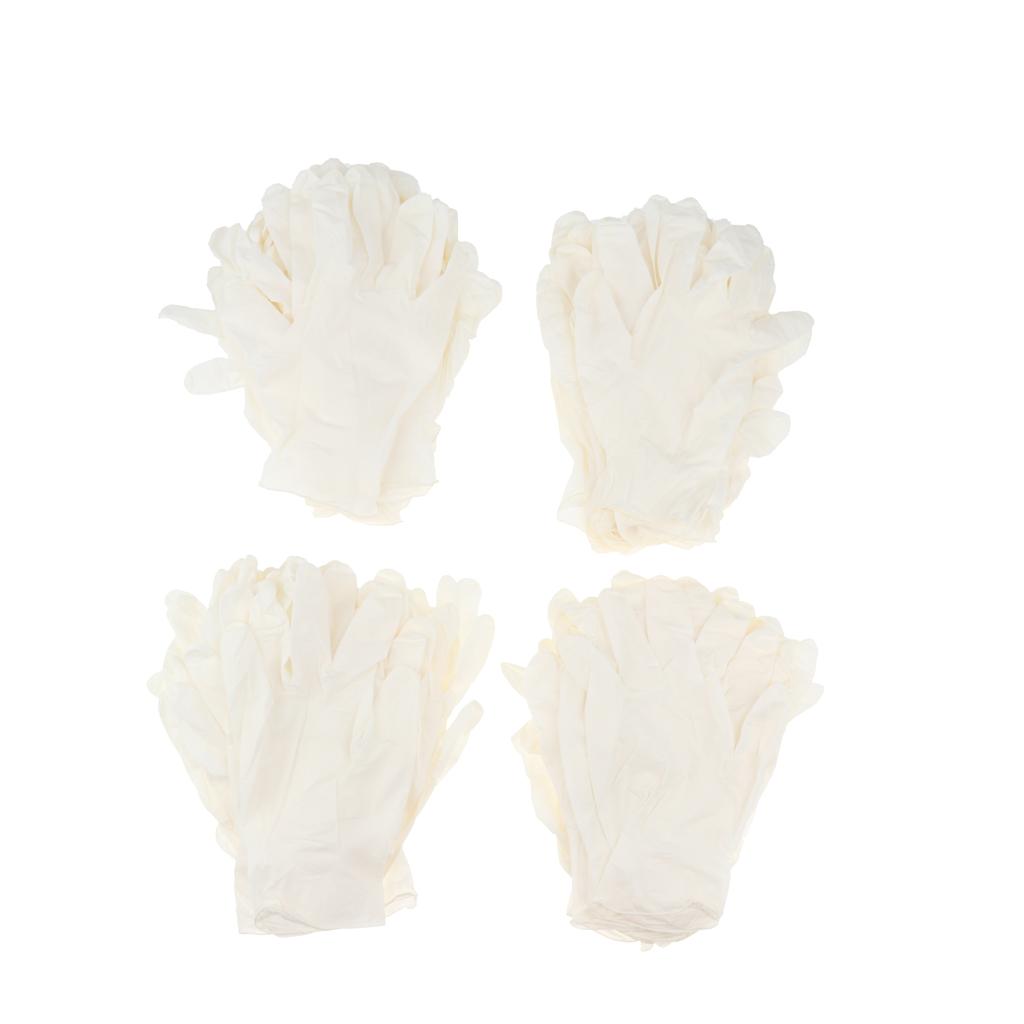 100 x Disposable Solvent Oil Resistant Gloves White Rubber Work Gloves M