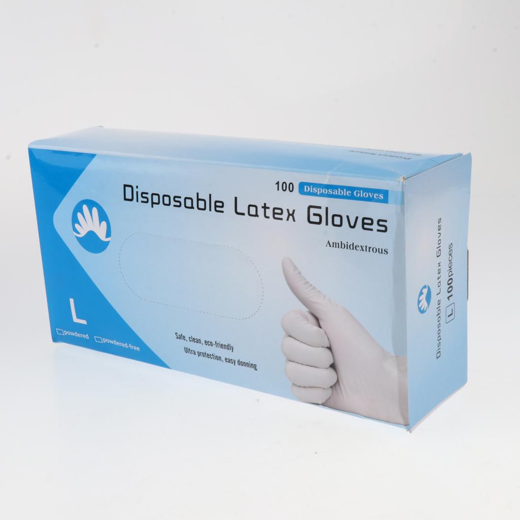 100 x Disposable Solvent Oil Resistant Gloves White Rubber Work Gloves L