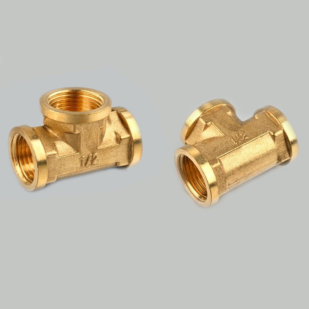 1/2'' // 3 Way Brass Female Tee Fitting Pipe Connector T-Junction - Thickened Wall - High and Low Temperature Resistant