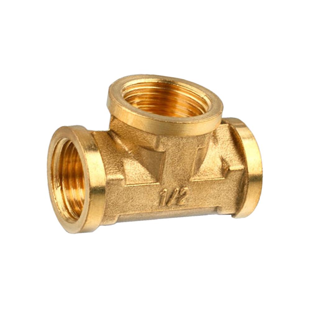 1/2'' // 3 Way Brass Female Tee Fitting Pipe Connector T-Junction - Thickened Wall - High and Low Temperature Resistant