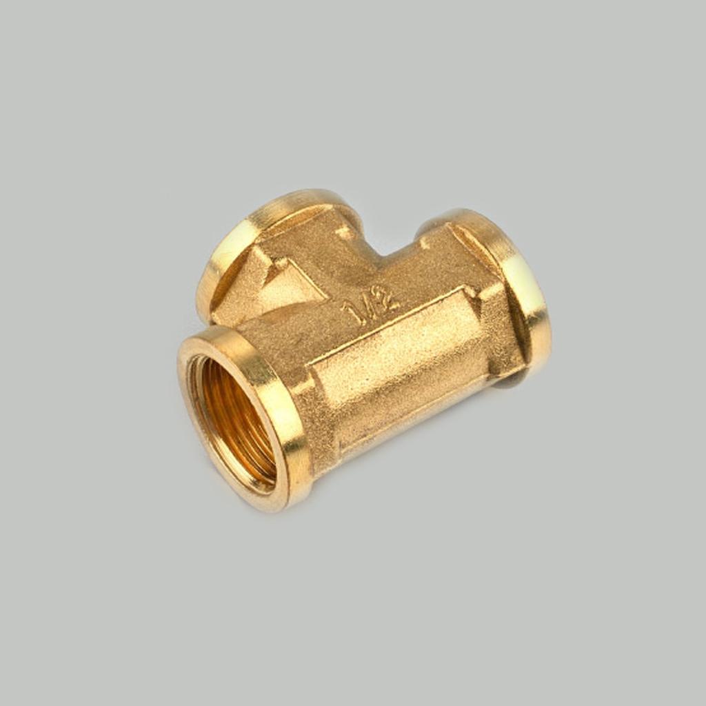 1/2'' // 3 Way Brass Female Tee Fitting Pipe Connector T-Junction - Thickened Wall - High and Low Temperature Resistant