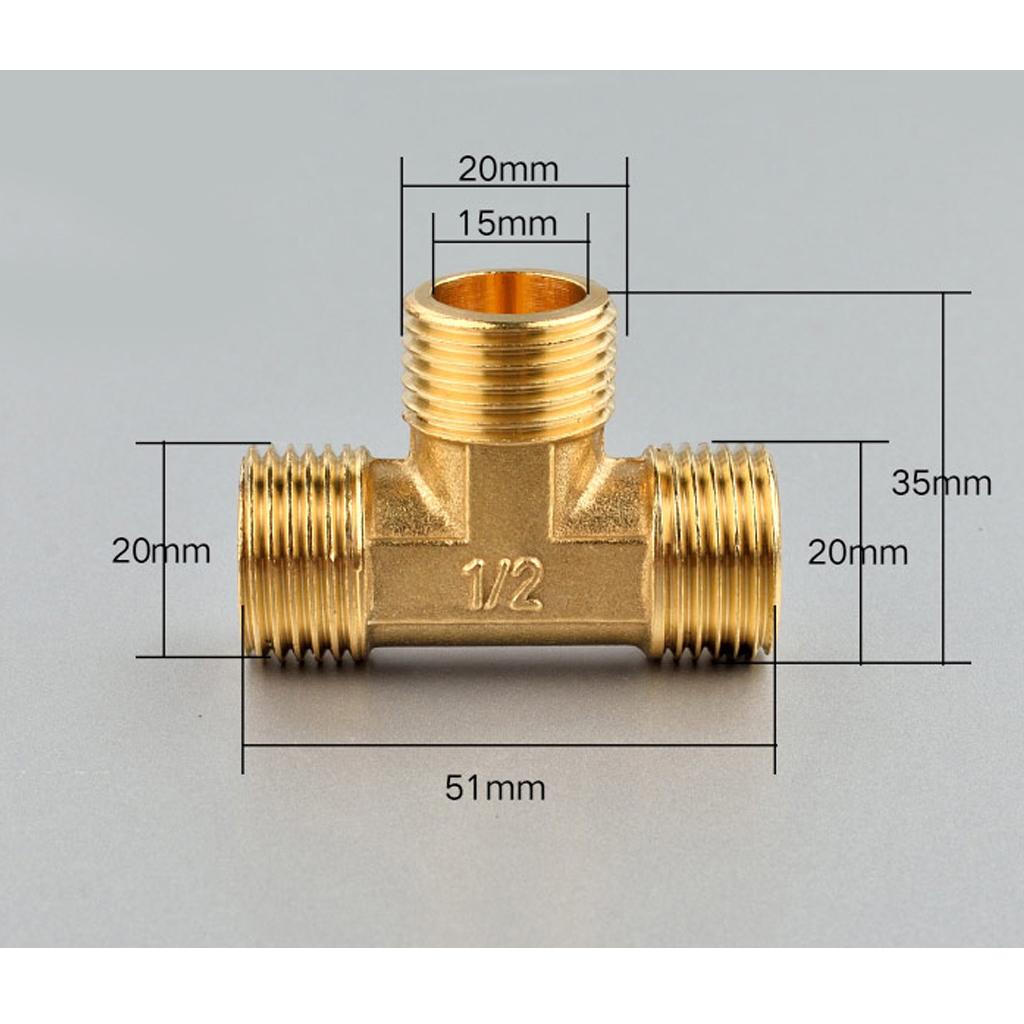 1/2'' // 3 Way Brass Male Tee Fitting Pipe Connector T-Junction - Thickened Wall - High and Low Temperature Resistant