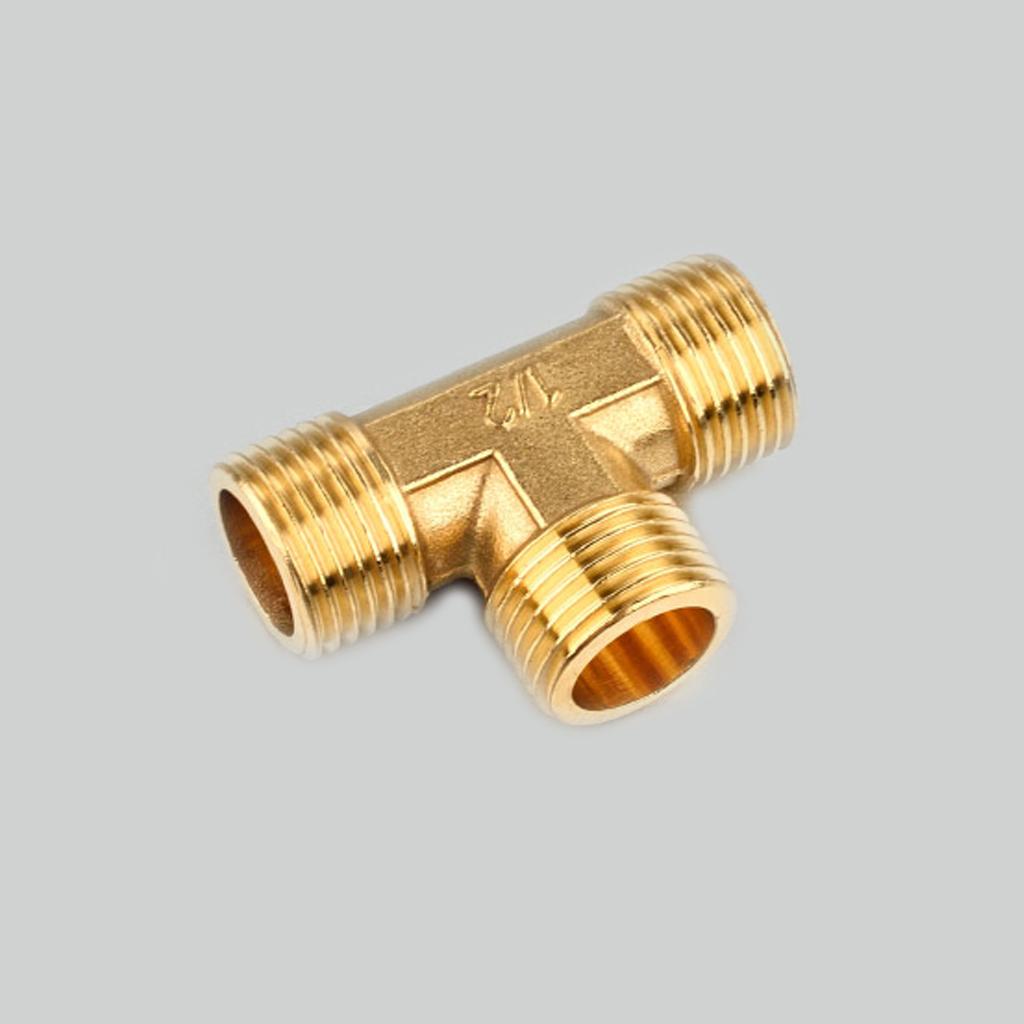 1/2'' // 3 Way Brass Male Tee Fitting Pipe Connector T-Junction - Thickened Wall - High and Low Temperature Resistant