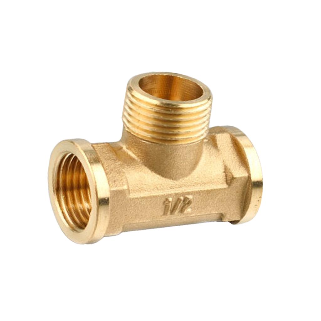 1/2'' // 3 Way Brass Female Male Female Tee Fitting Pipe Connector T-Junction - Thickened Wall - High and Low Temperature Resistant