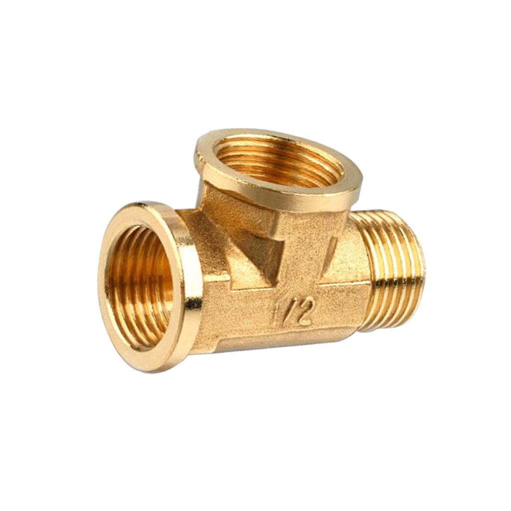 1/2'' // 3 Way Brass Female Female Male Tee Fitting Pipe Connector T-Junction - Thickened Wall - High and Low Temperature Resistant