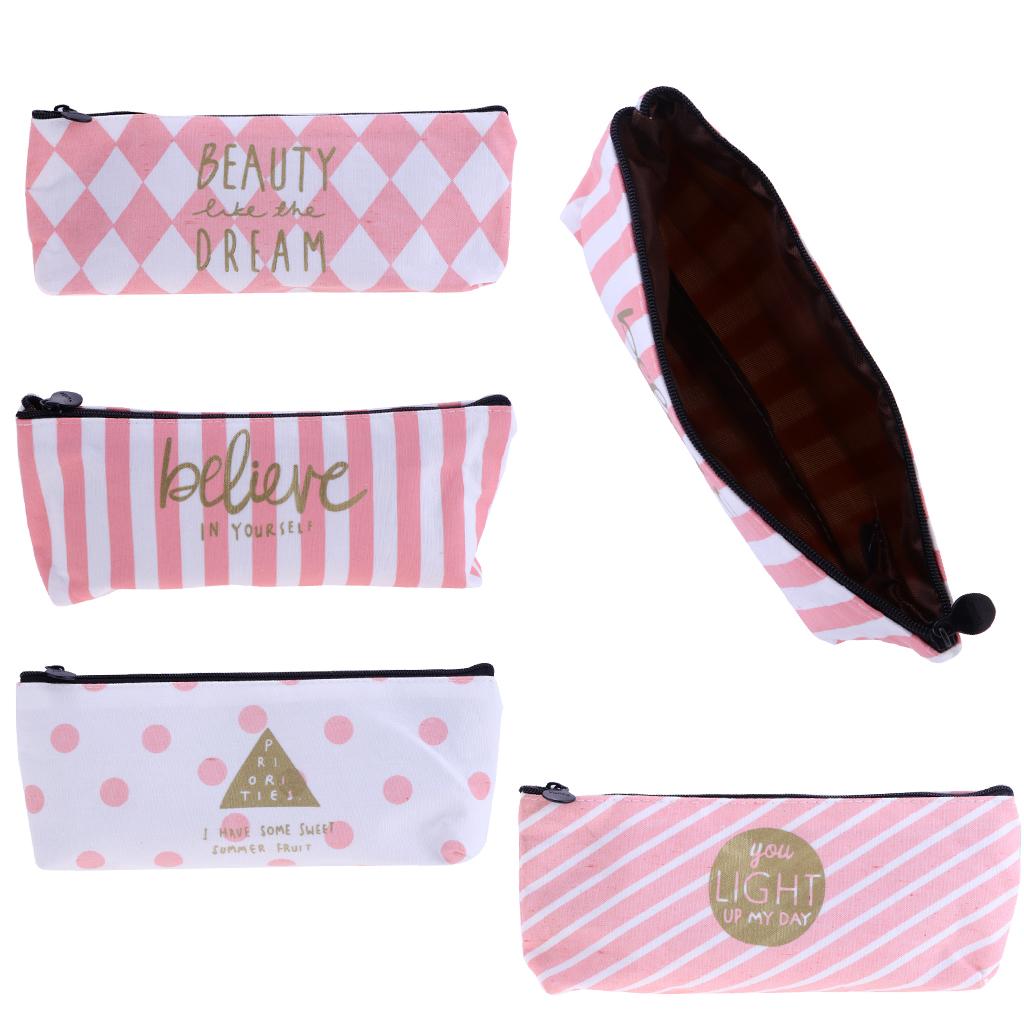 Fashion Zipper Pencil Pen Case Bag Makeup Cosmetic Bag Pouch Plaid