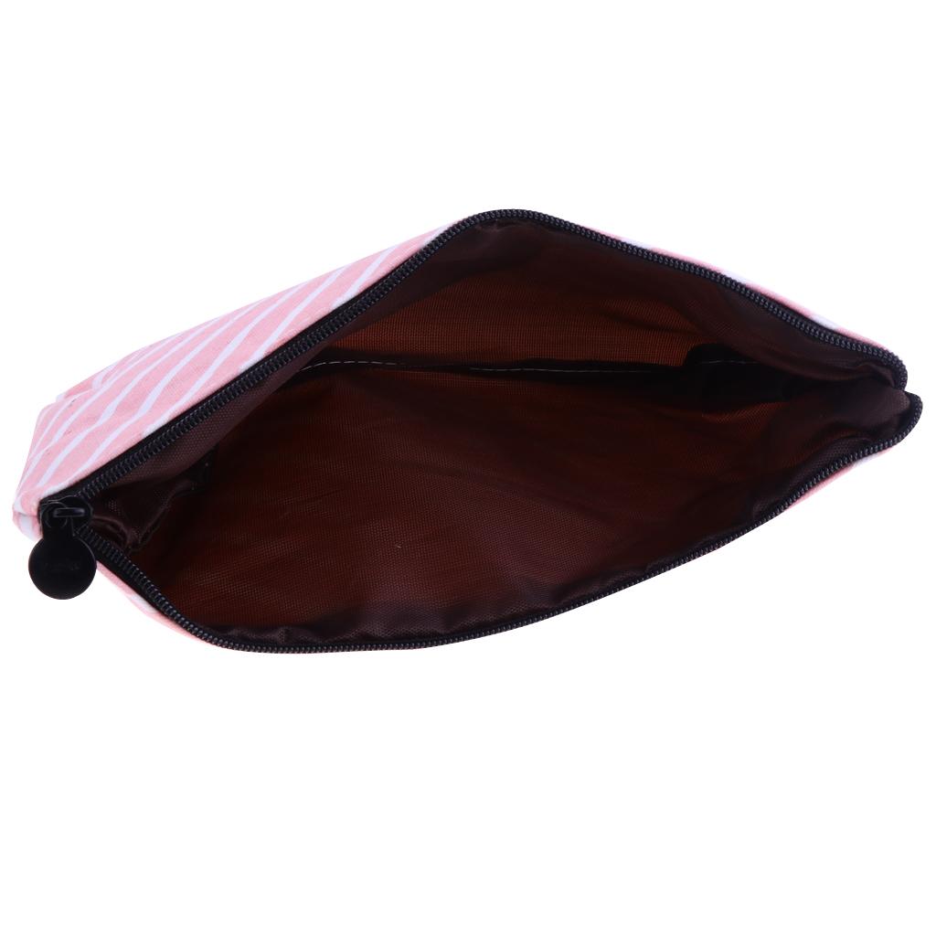 Fashion Zipper Pencil Pen Case Bag Makeup Cosmetic Bag Pouch Vertical Stripe