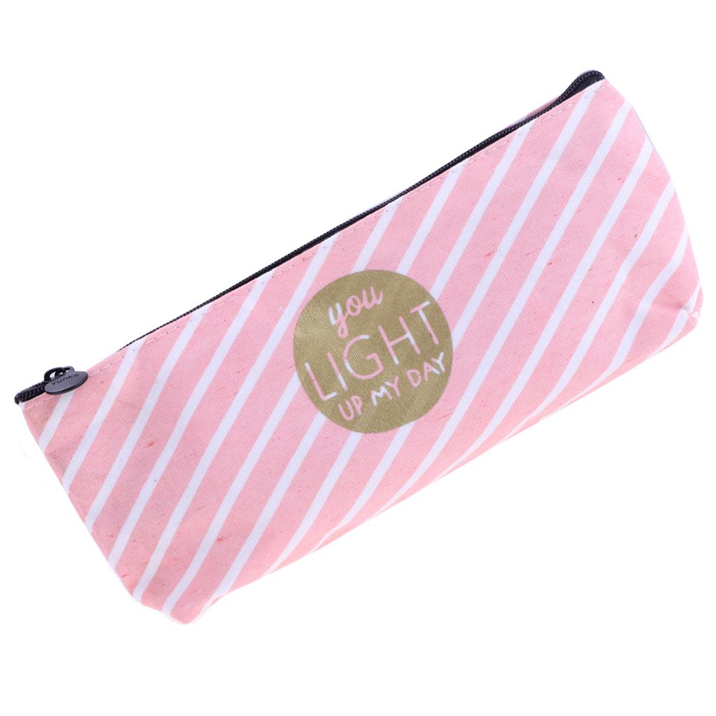 Fashion Zipper Pencil Pen Case Bag Makeup Cosmetic Bag Pouch Vertical Stripe