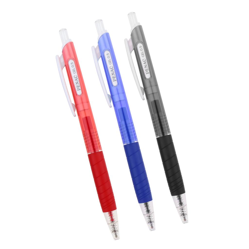 Penac 0.5mm Retractable Gel Ink Pen Set Rollerball Pen Red Blue Black Japan