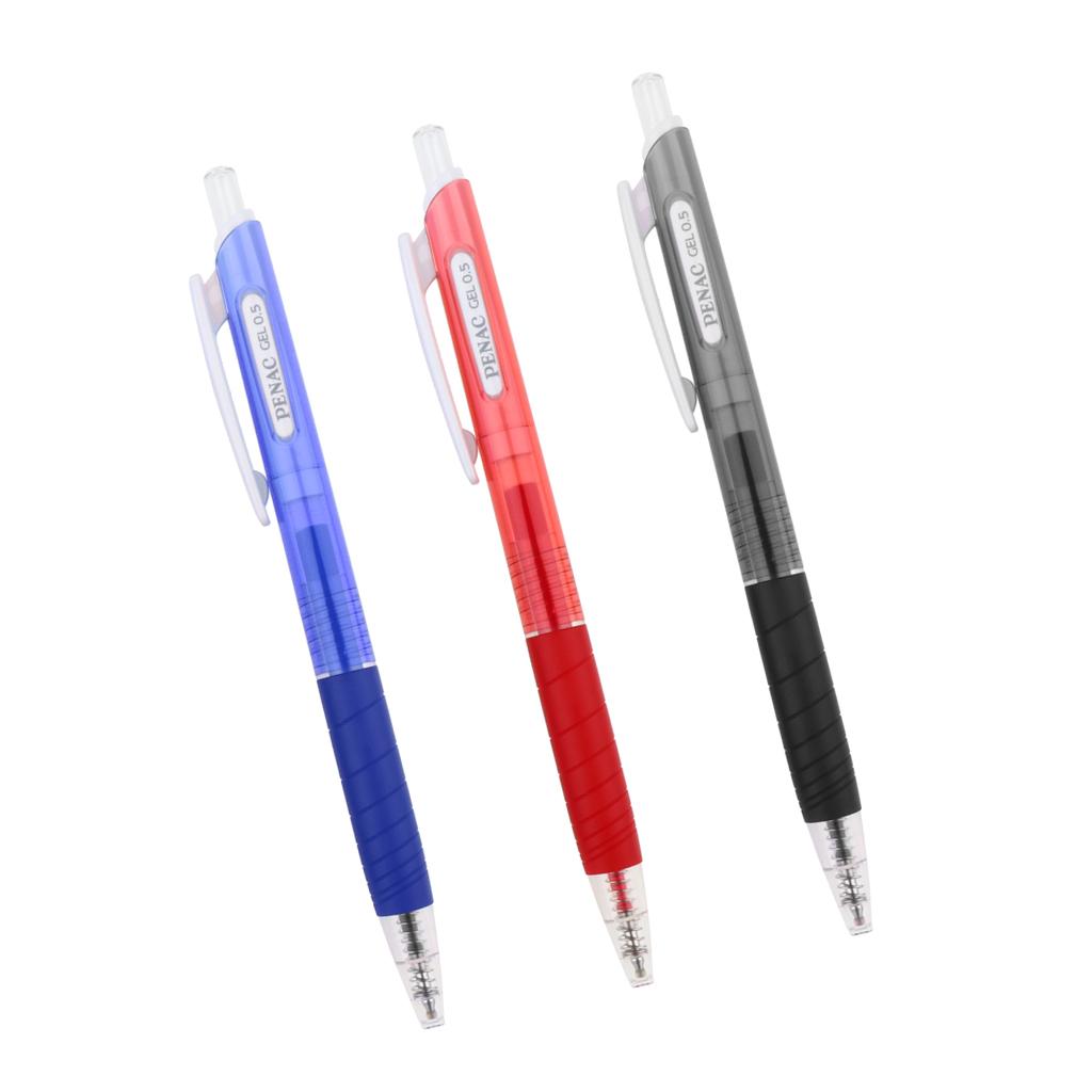 Penac 0.5mm Retractable Gel Ink Pen Set Rollerball Pen Red Blue Black Japan