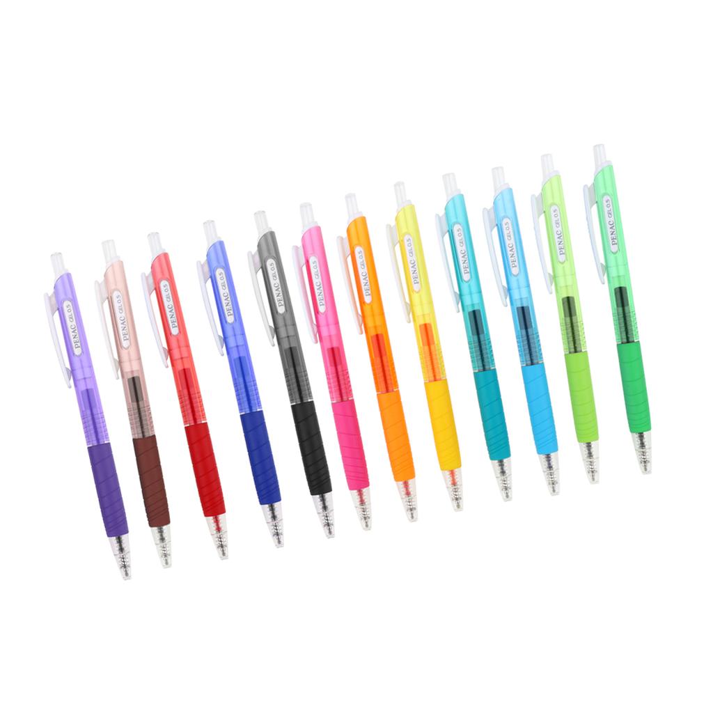 Made in Japan Set of 12 Colored Retractable Gel Pens 0.5mm with Clip