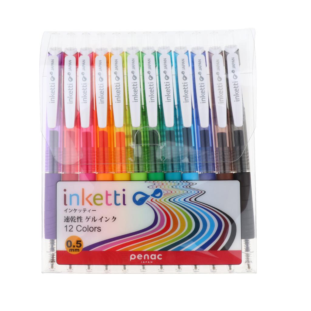 Made in Japan Set of 12 Colored Retractable Gel Pens 0.5mm with Clip