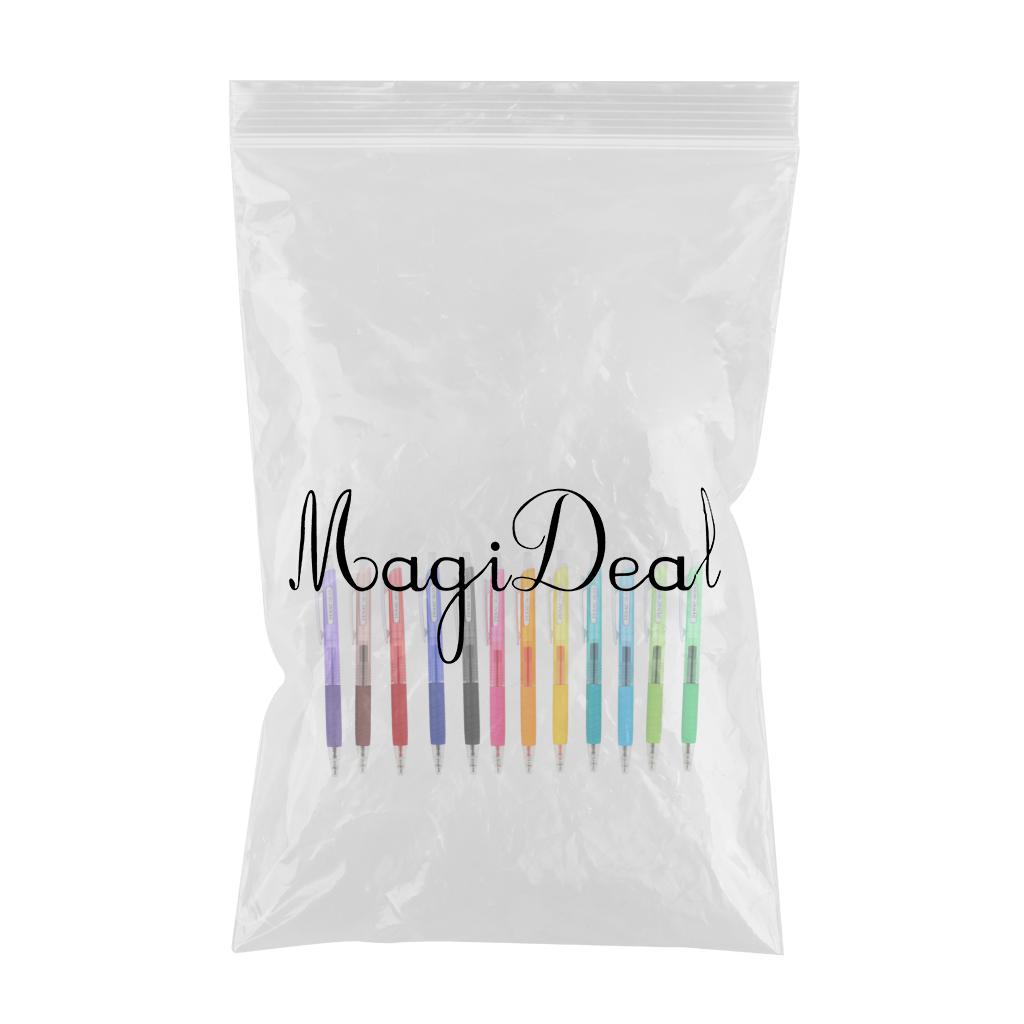 Made in Japan Set of 12 Colored Retractable Gel Pens 0.5mm with Clip