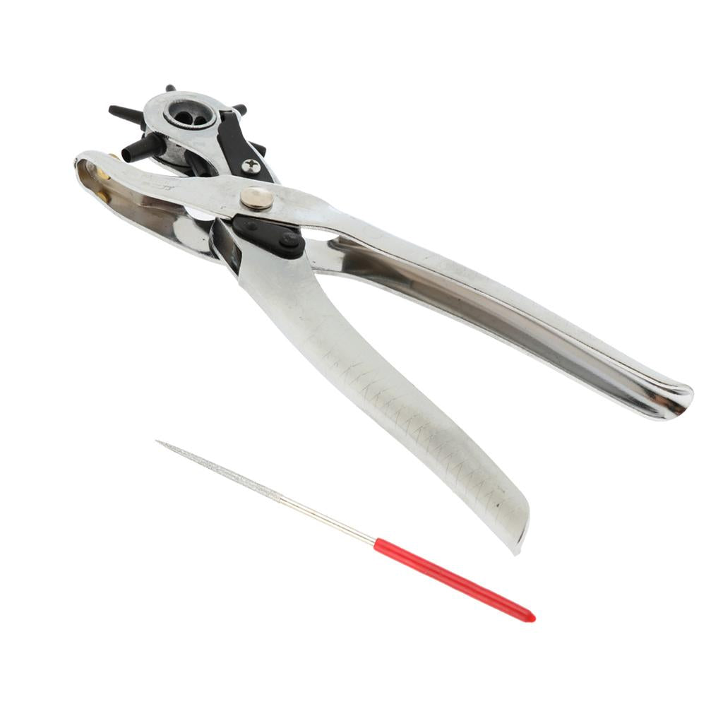 8-Inch Steel Revolving Hole Punch Leather Pliers Watch Band Belt Hole Tool