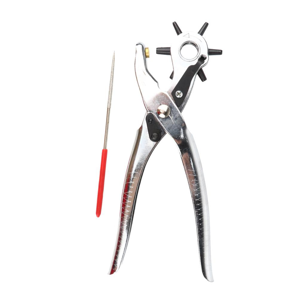 8-Inch Steel Revolving Hole Punch Leather Pliers Watch Band Belt Hole Tool