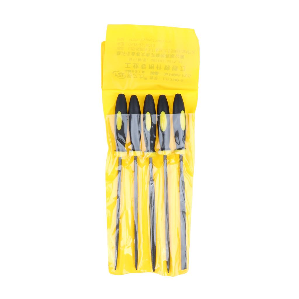 5 Pieces Stainless Hand File Set with Ergonomic Handles Needle Square Files