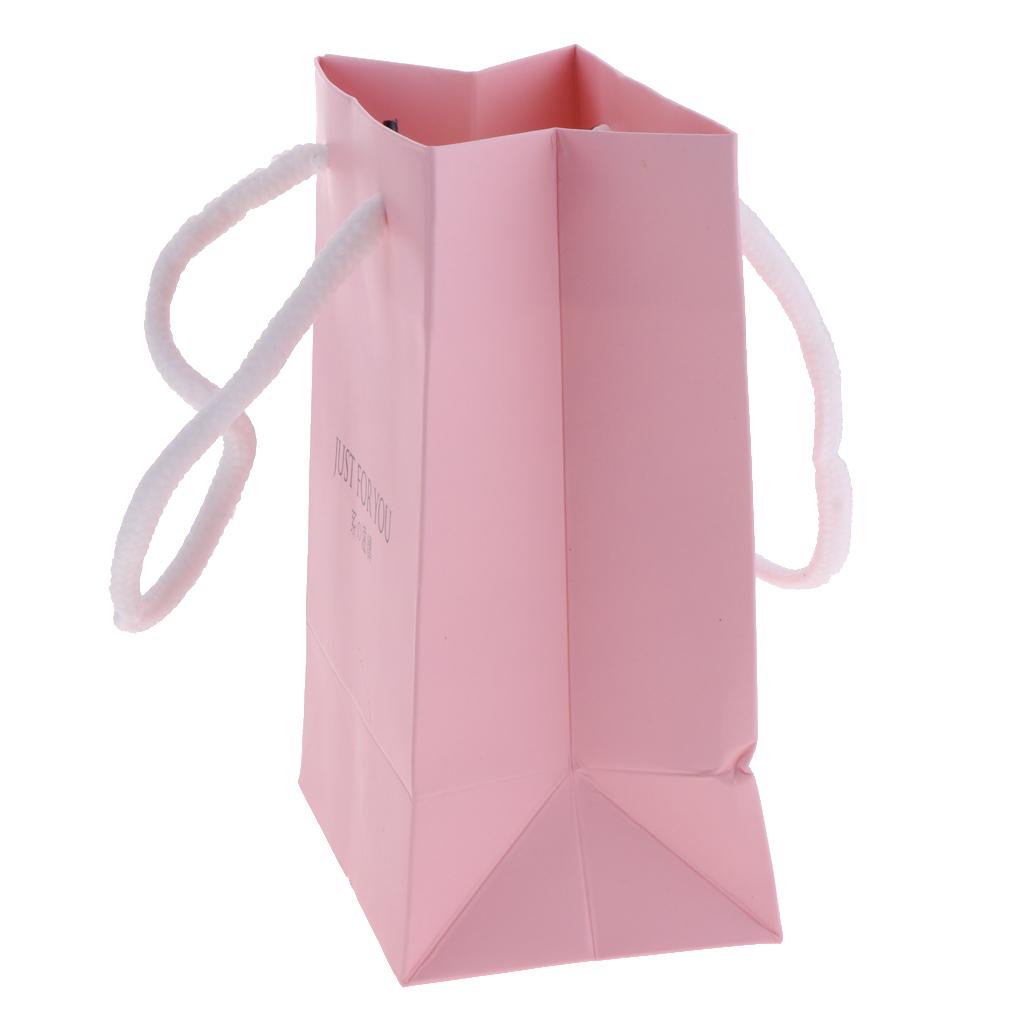 5 Pieces Small Paper Gift Bag Kraft Bags Jewelry Packaging Party Pink