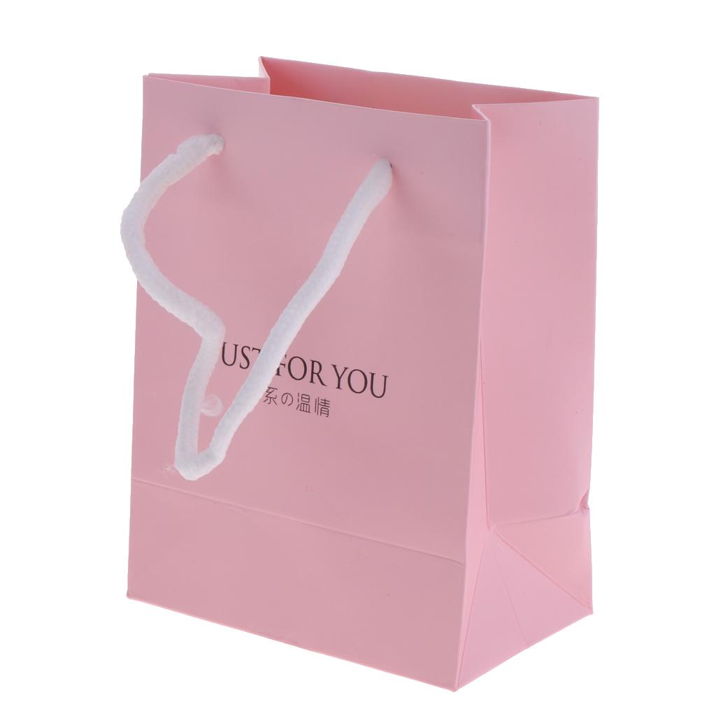 5 Pieces Small Paper Gift Bag Kraft Bags Jewelry Packaging Party Pink