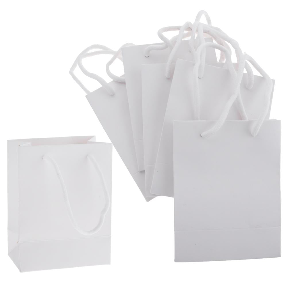 5 Pieces Small Paper Gift Bag Kraft Bags Jewelry Packaging Party Plain White