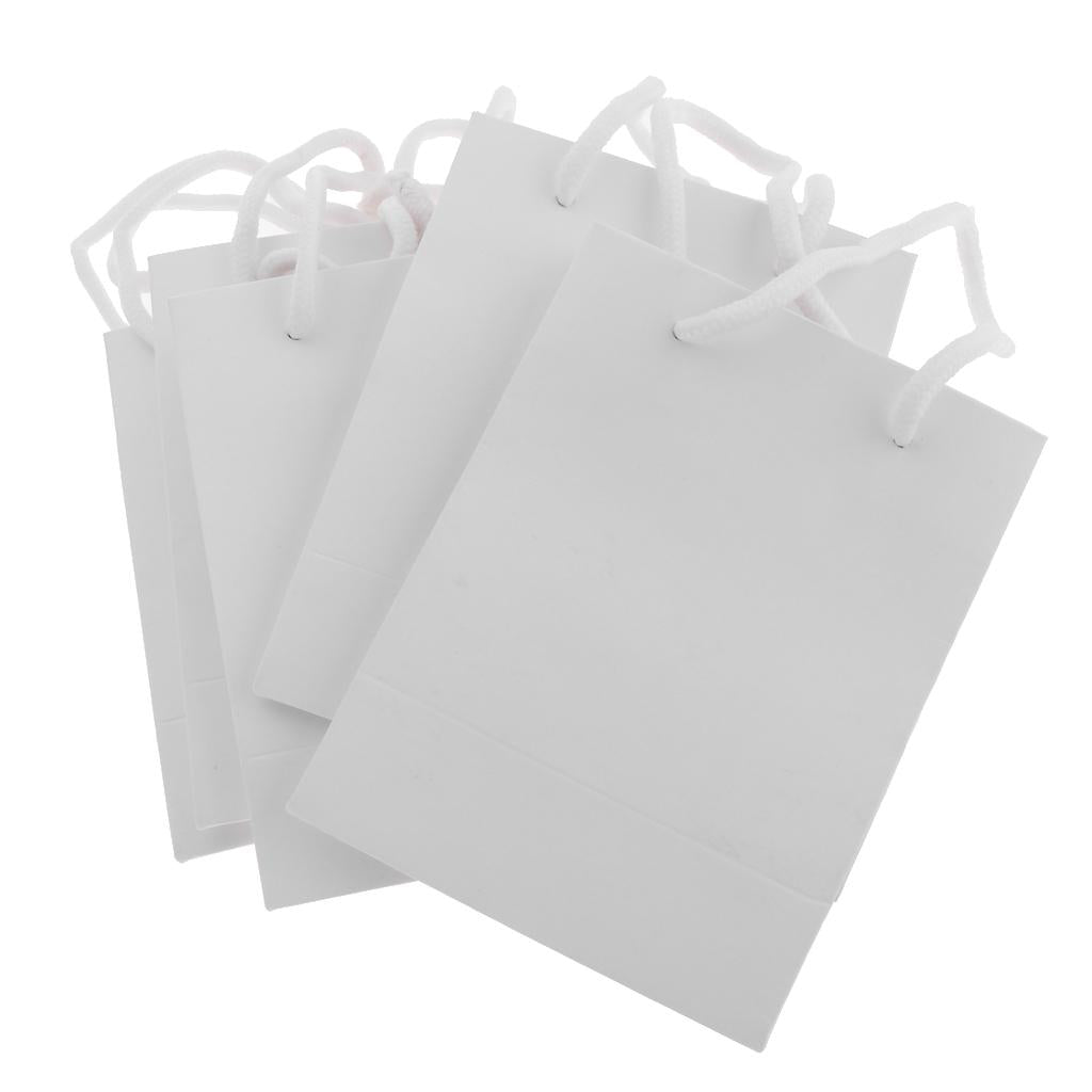 5 Pieces Small Paper Gift Bag Kraft Bags Jewelry Packaging Party Plain White