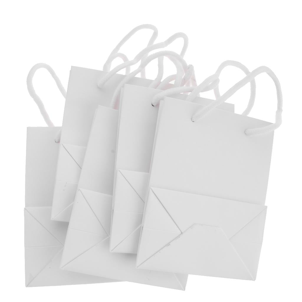 5 Pieces Small Paper Gift Bag Kraft Bags Jewelry Packaging Party Plain White