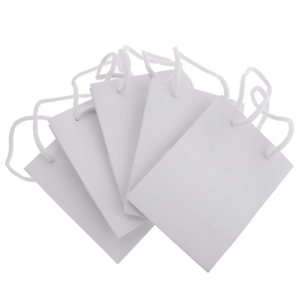 5 Pieces Small Paper Gift Bag Kraft Bags Jewelry Packaging Party Plain White