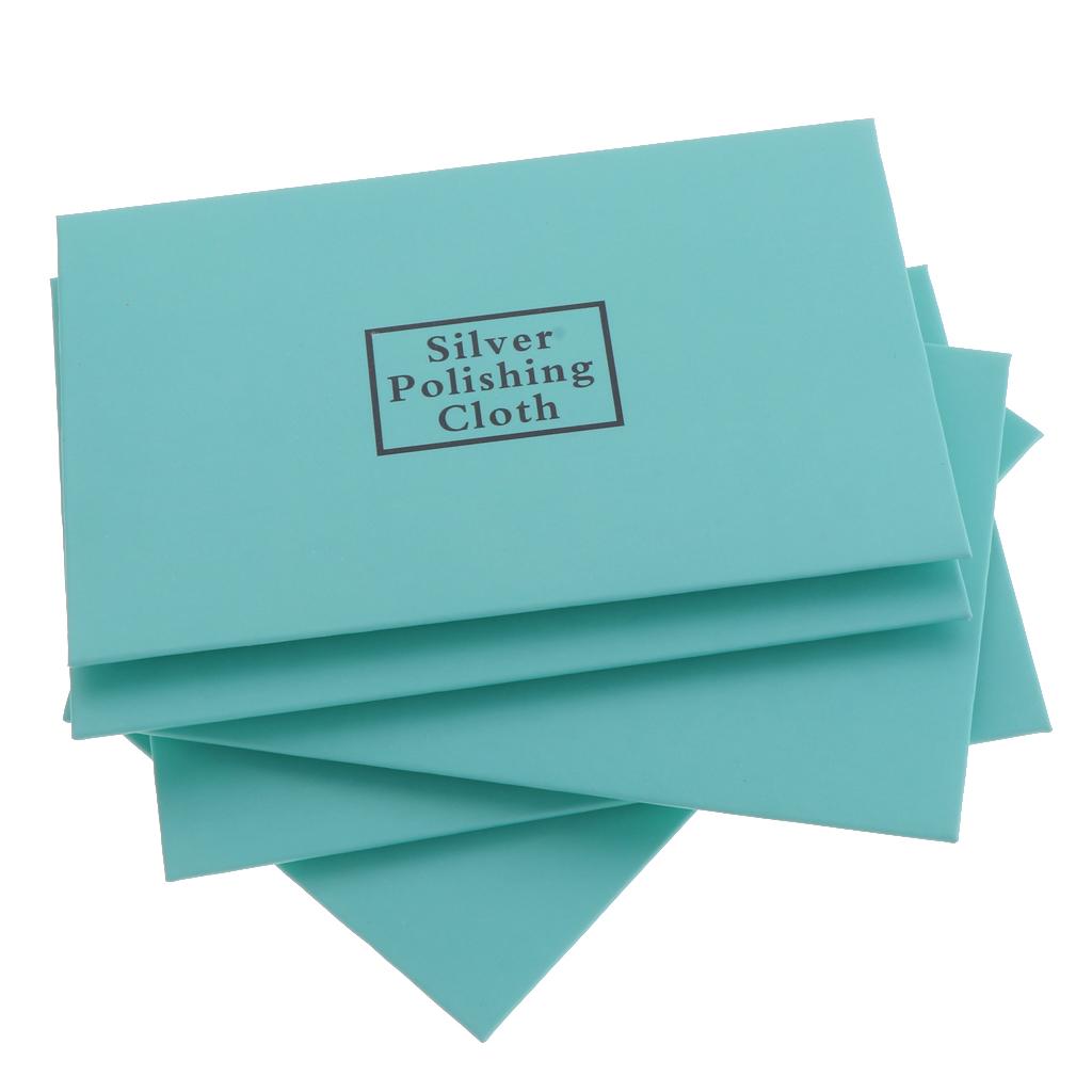 5 Pieces Silver Polishing Cleaner Cleaning Cloth Anti-Tarnish Tool Green