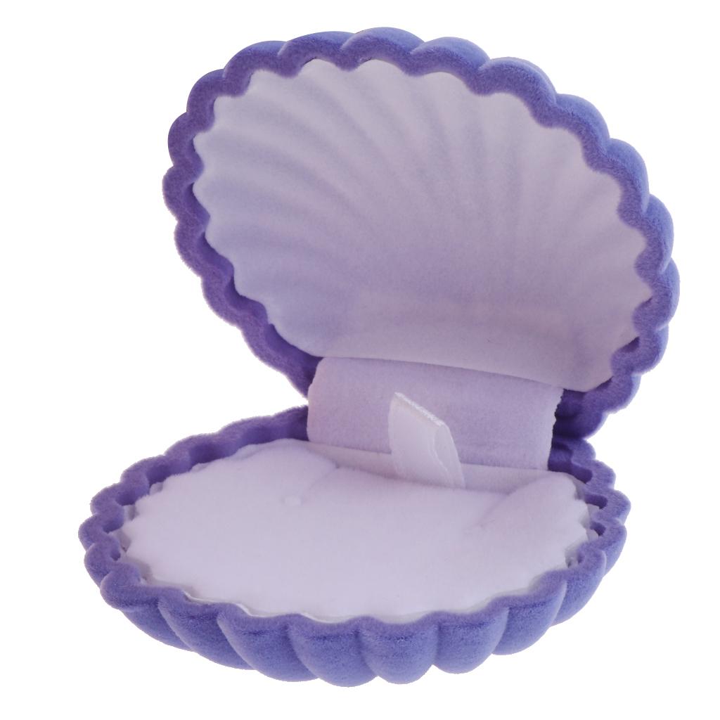 Shell Shape Jewelry Display Gift Box Case for Earrings Ring Necklace Blue