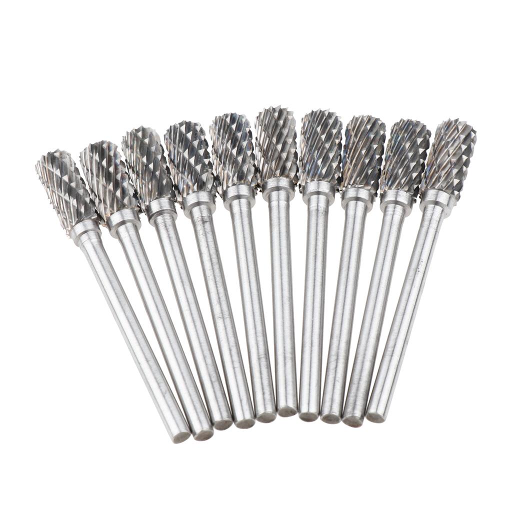 Set of 10 Pieces 6mm Tungsten Carbide Burrs Rotary Burrs Grinder Shank Bits