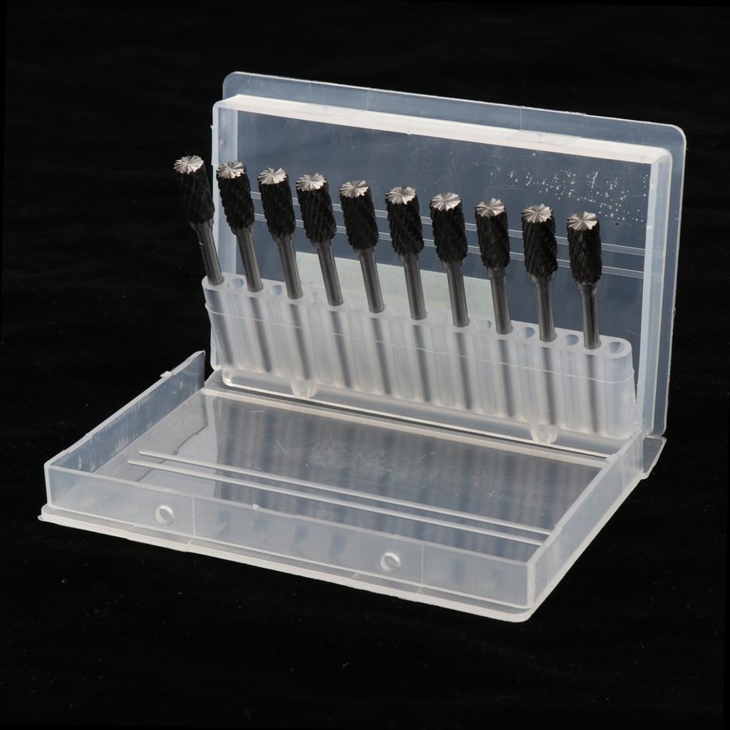 Set of 10 Pieces 6mm Tungsten Carbide Burrs Rotary Burrs Grinder Shank Bits
