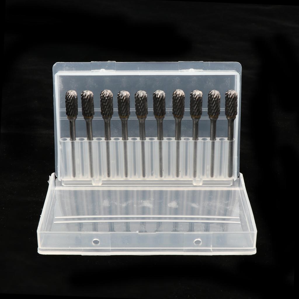Set of 10 Pieces 6mm Tungsten Carbide Burrs Rotary Point Burrs Shank Bits