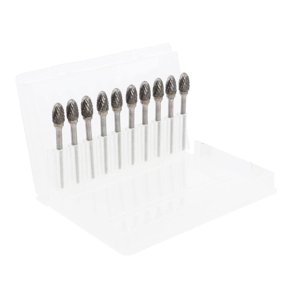 Set of 10 Pieces 6mm Tungsten Carbide Rotary Point Burr Grinders Shank Bits