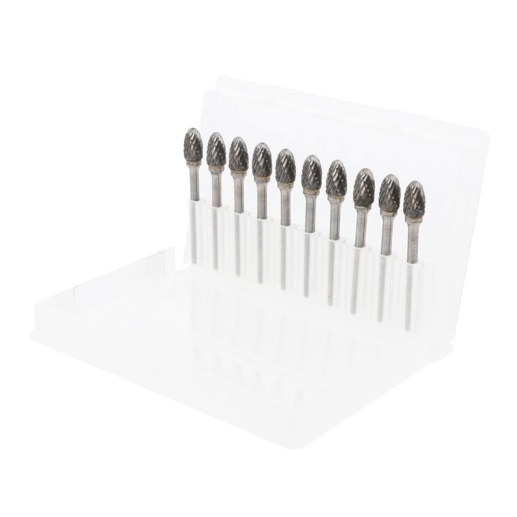 Set of 10 Pieces 6mm Tungsten Carbide Rotary Point Burr Grinders Shank Bits