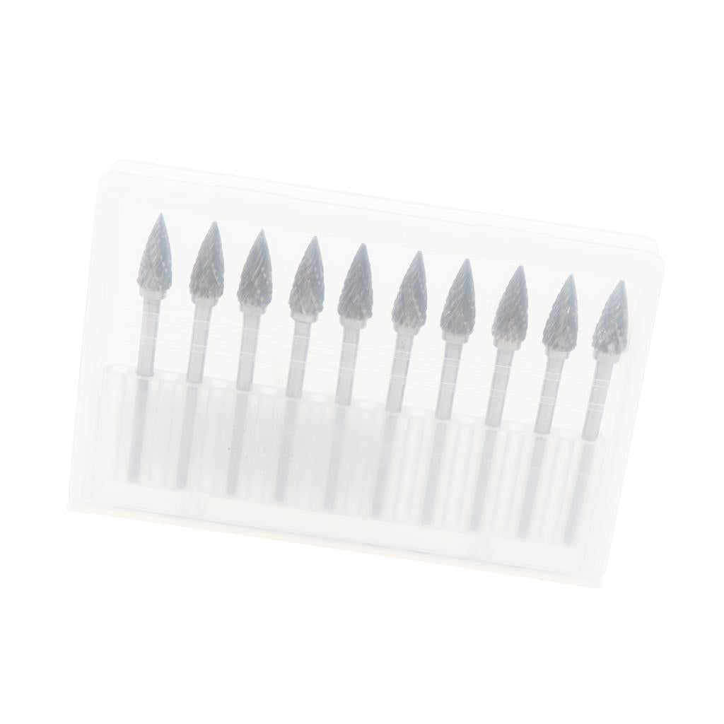 HSS 10pcs Tungsten Carbide Rotary Burr Die Grinder Bits 6mm Drill File Burrs