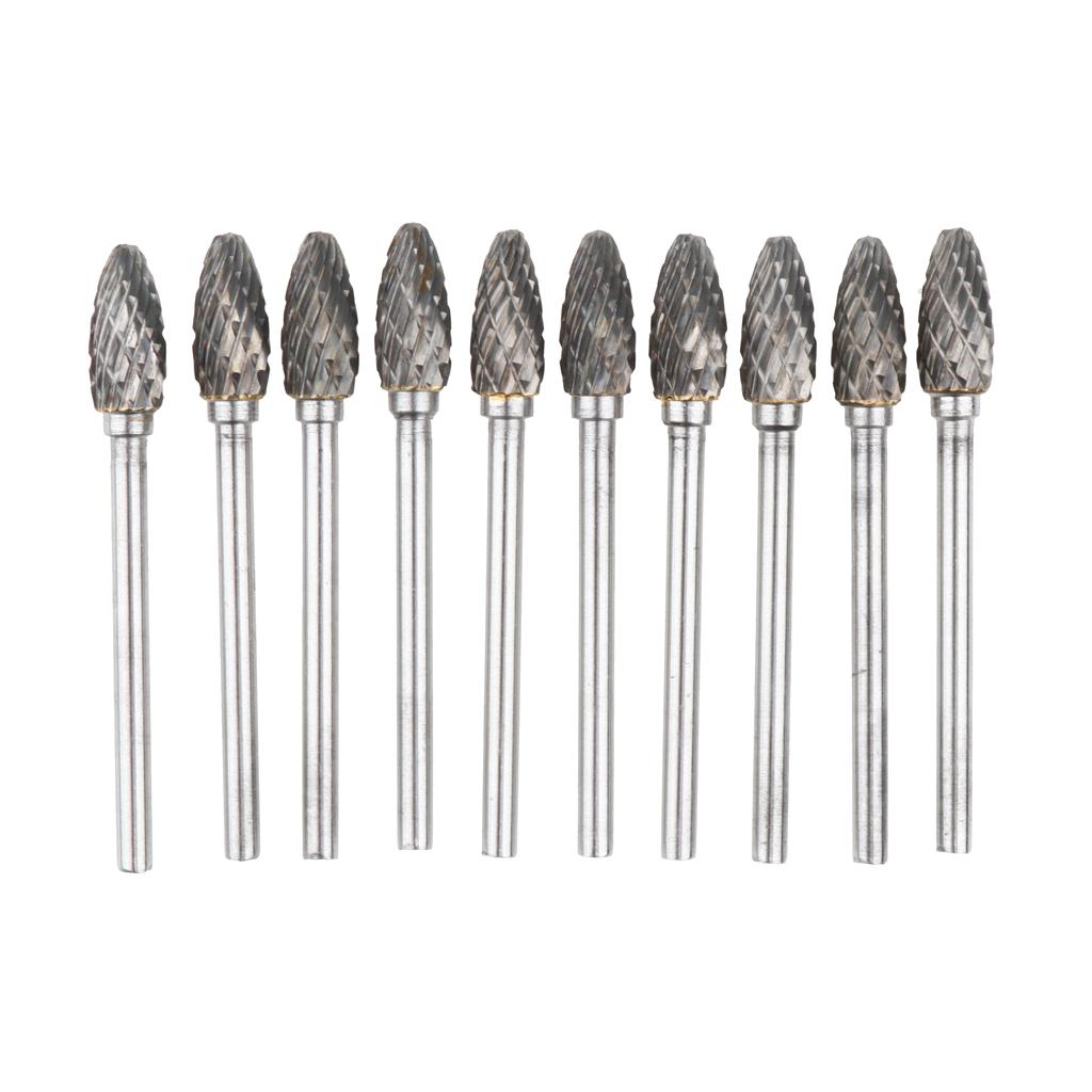 10pcs/pack Tungsten Carbide Rotary Point Burrs Die Grinder 6mm Shank Bits