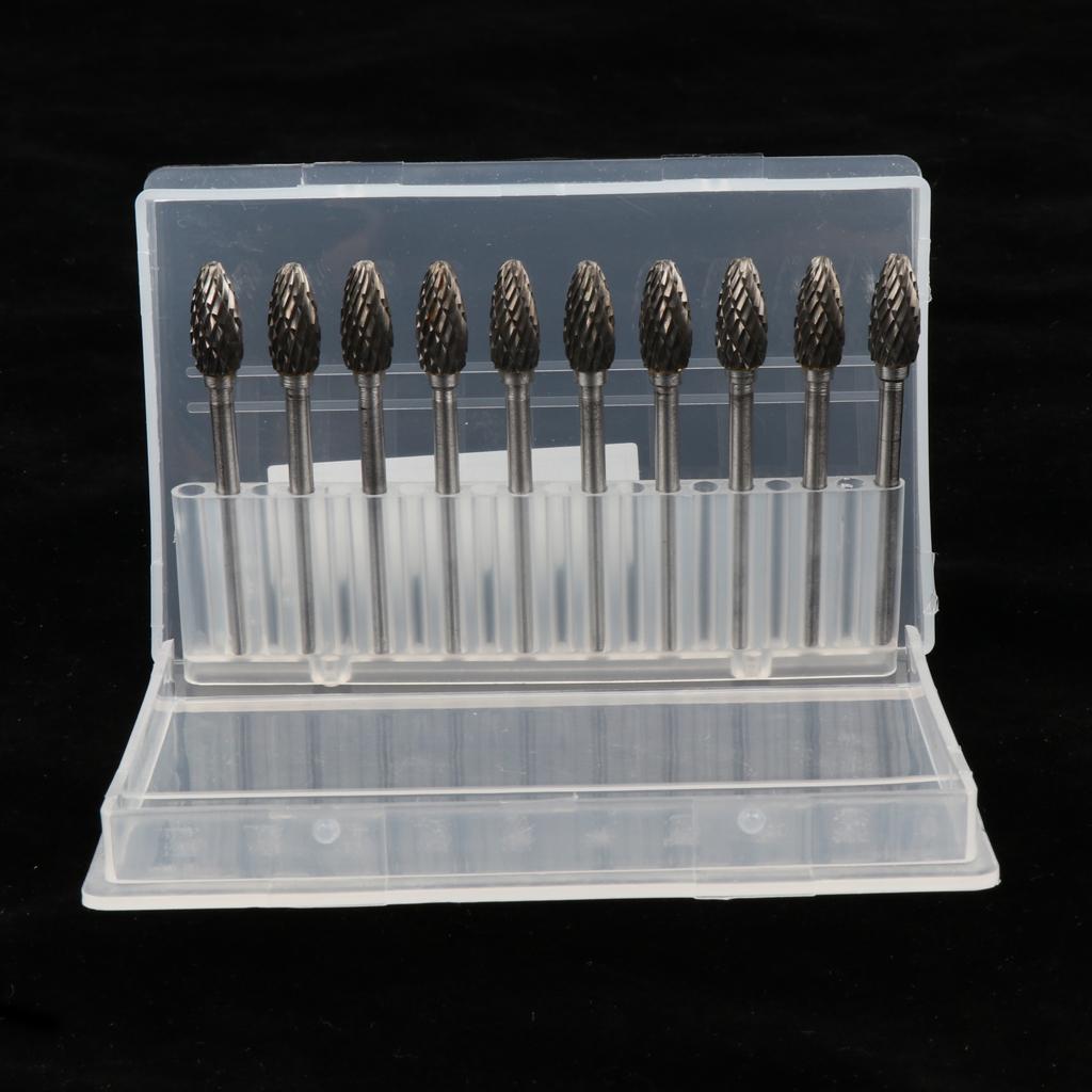 10pcs/pack Tungsten Carbide Rotary Point Burrs Die Grinder 6mm Shank Bits