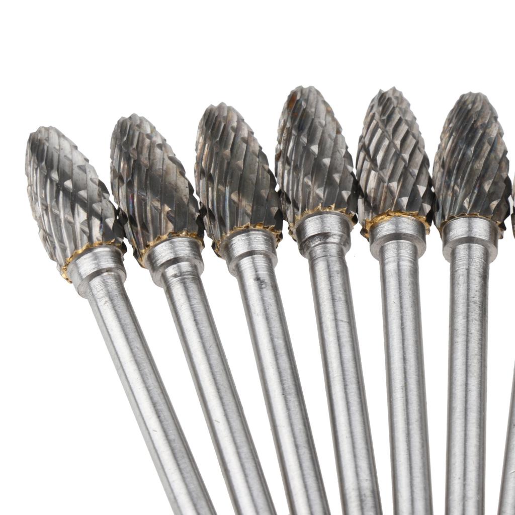 10pcs/pack Tungsten Carbide Rotary Point Burrs Die Grinder 6mm Shank Bits