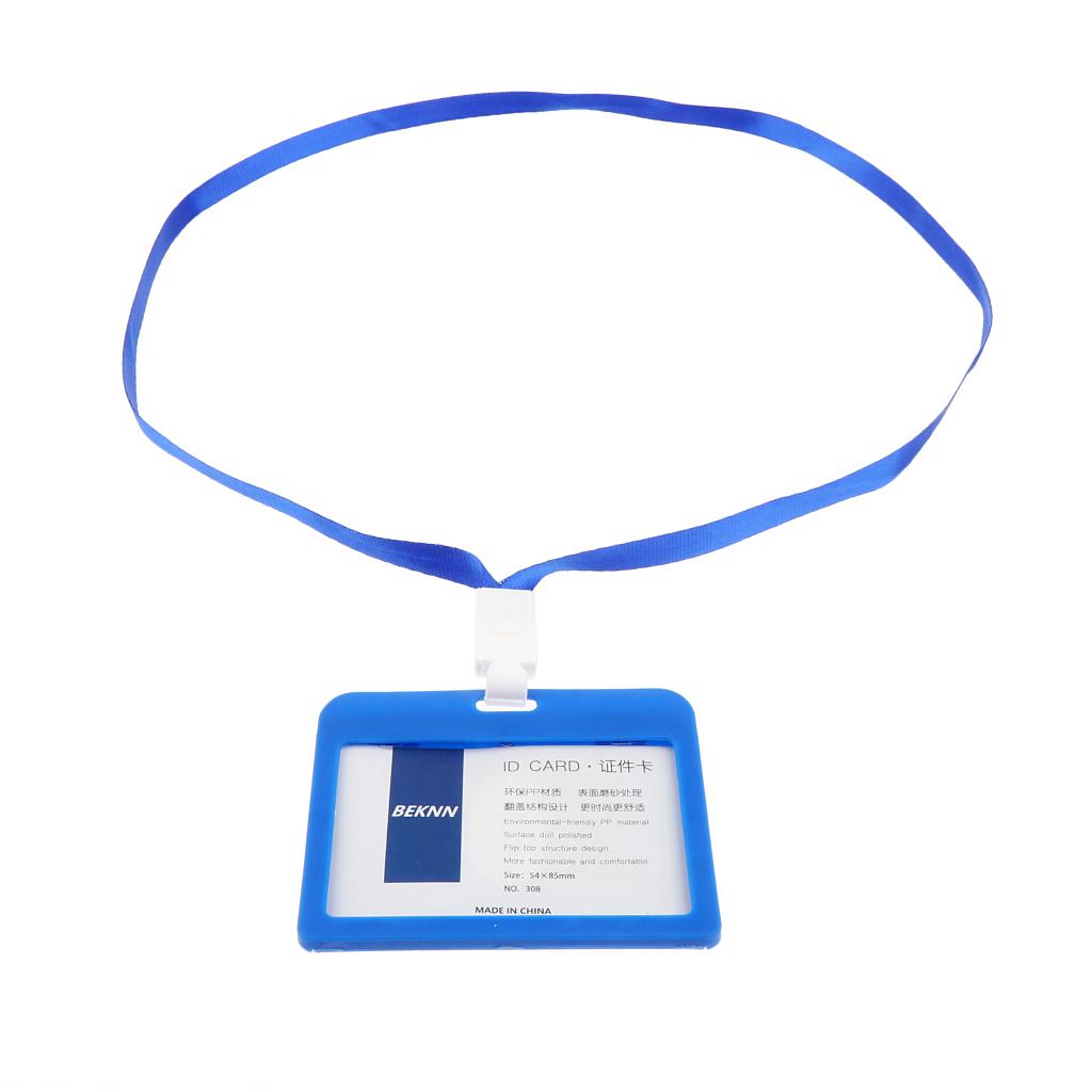 10 Pieces Horizontal Work ID Card Badge Holder ID Card Cases Blue