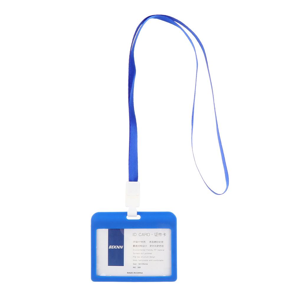 10 Pieces Horizontal Work ID Card Badge Holder ID Card Cases Blue