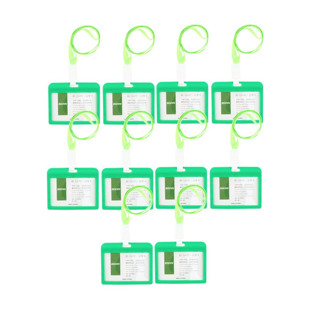 10 Pieces Horizontal Work ID Card Badge Holder ID Card Cases Green