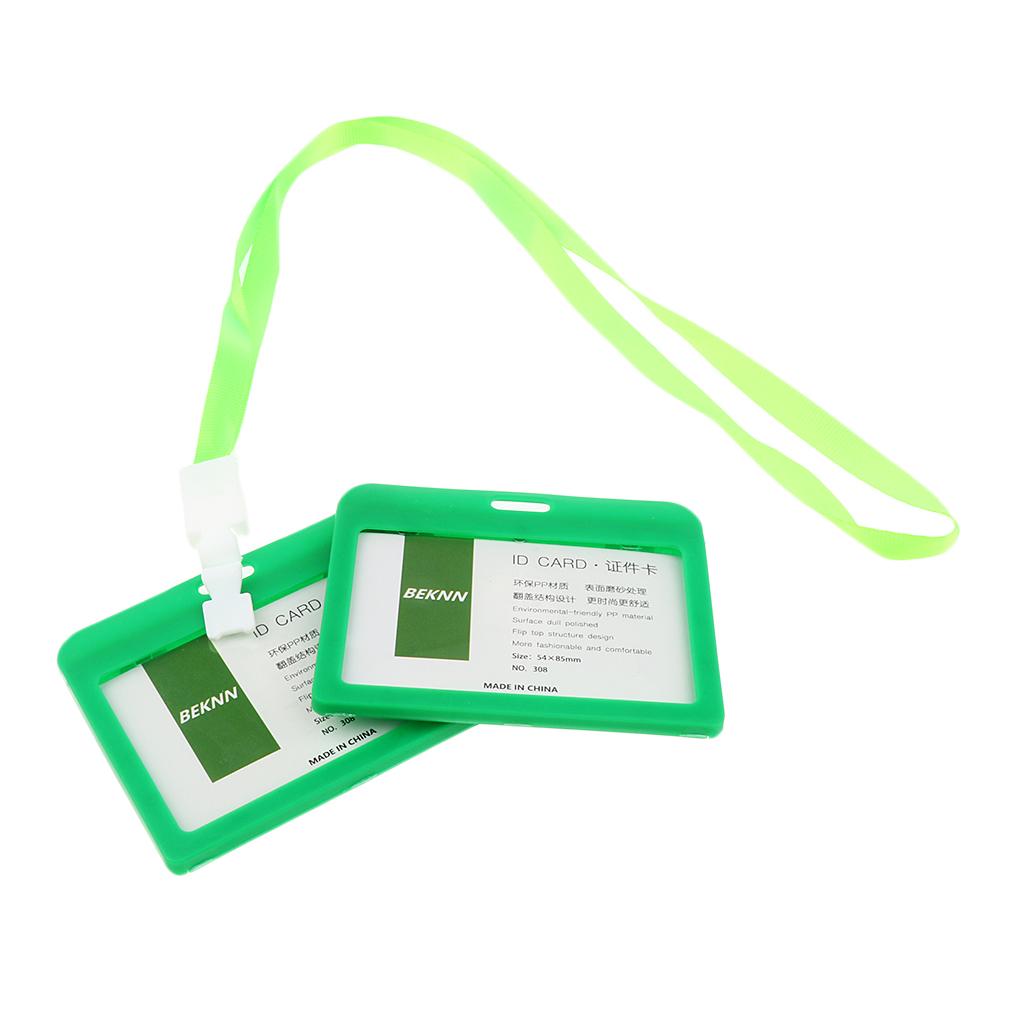 10 Pieces Horizontal Work ID Card Badge Holder ID Card Cases Green