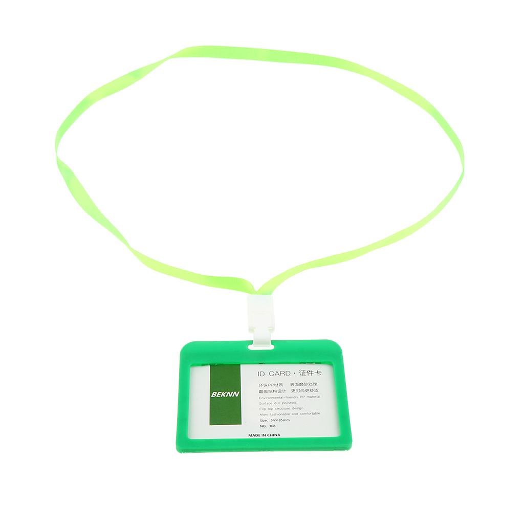 10 Pieces Horizontal Work ID Card Badge Holder ID Card Cases Green