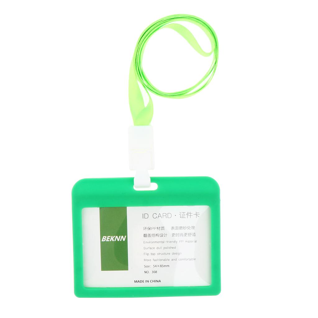 10 Pieces Horizontal Work ID Card Badge Holder ID Card Cases Green