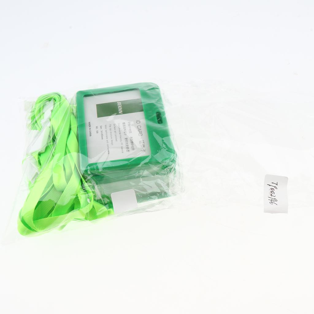 10 Pieces Horizontal Work ID Card Badge Holder ID Card Cases Green